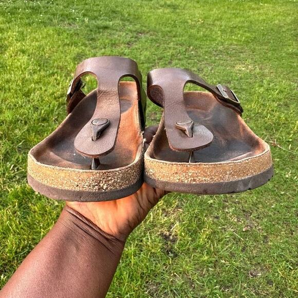 Birkenstock Gizeh Leather Thong Sandals Size 39 US M6 L8‎ Brown - Picture 9 of 14